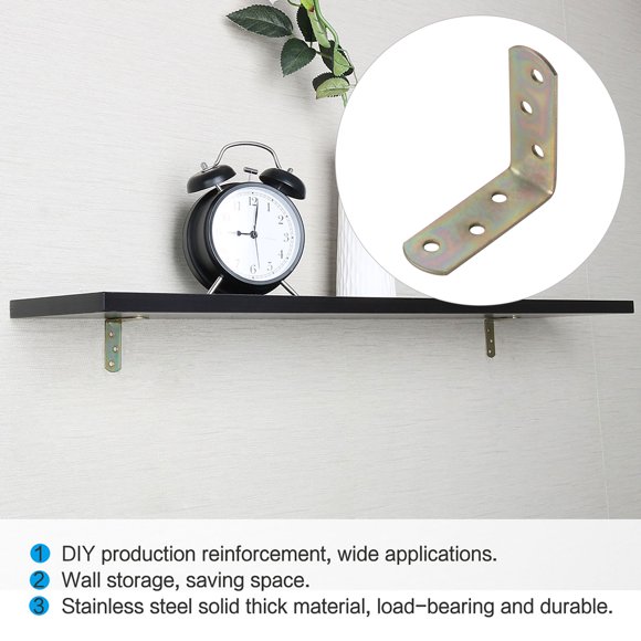 Unique Bargains 60x60mm Metal L Shaped Angle Brackets Corner Brace Fastener Support 4Pcs