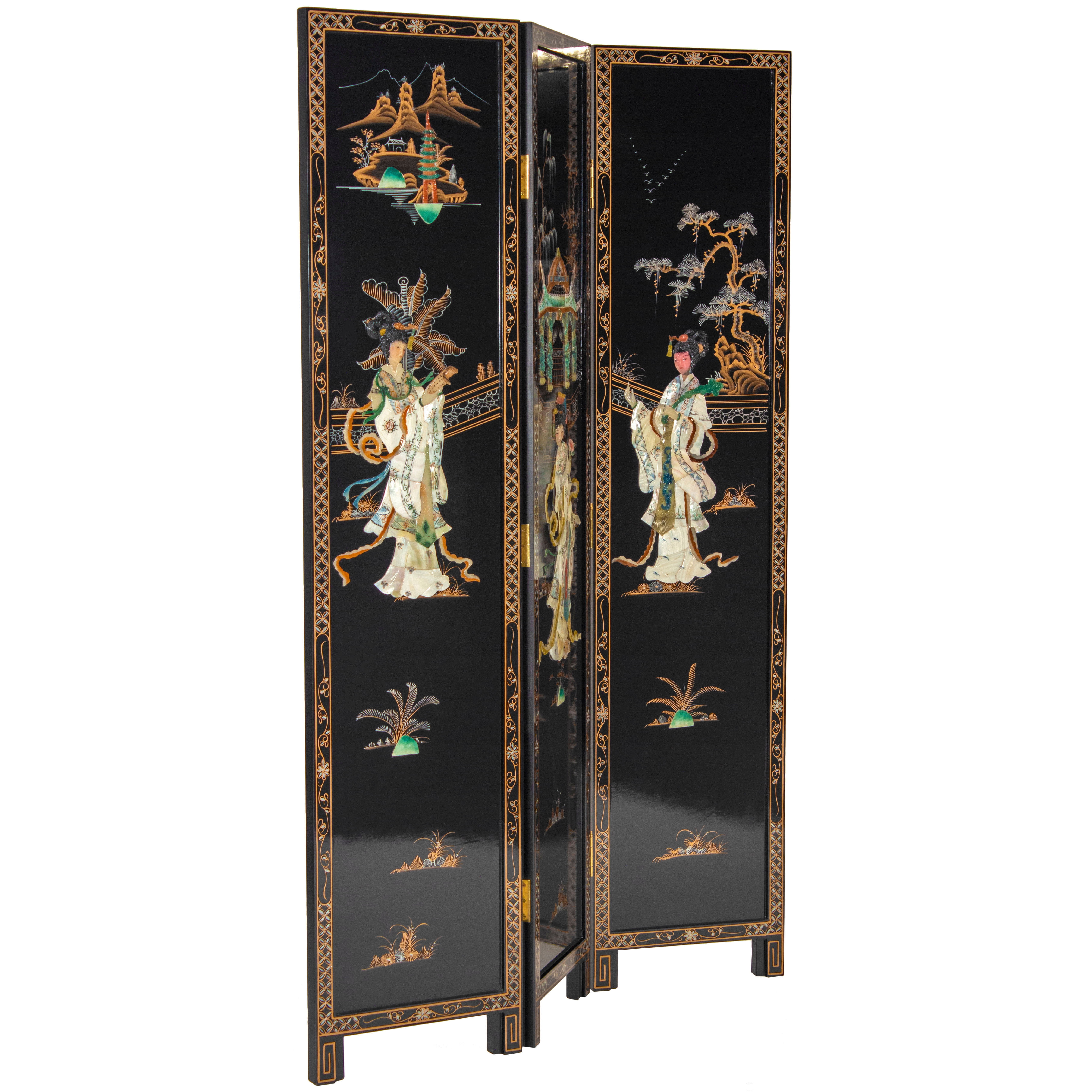Oriental Furniture 6 ft. Tall Black Lacquer Royal Ladies Room