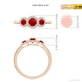 thumbnail image 4 of ANGARA Natural Round Ruby Three Stone Halo Ring with Diamonds in 14K Rose Gold for Women (Size-4mm) | July Birthstone Jewelry for Her, 4 of 9