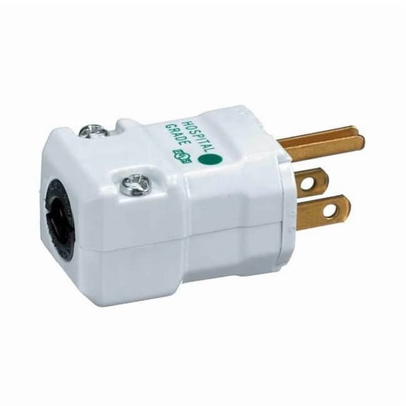 Hubbell Wiring Device-Kellems Straight Blade Plug,White,15 A,Hng,5-15P HBL8115V