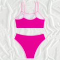 thumbnail image 7 of Linfrsh Women's High Waisted Bikini Sets Drawstring Tummy Control Swimsuits Crisscross Bathing Suit Hot Pink,S, 7 of 7