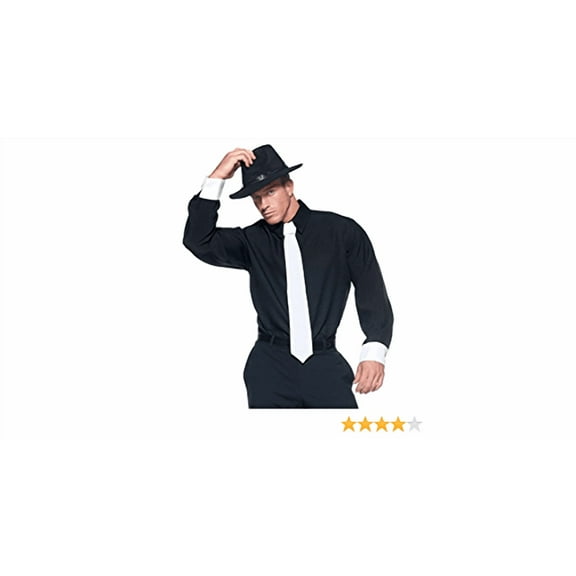 Underwraps Mens Black Gangster Plain Shirt Halloween Costume - One Size