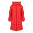 thumbnail image 4 of iOPQO Long Puffer Coat Women Long Winter Jackets for Women Parkas for Women Womens Full Zip Jacket Hooded Jacket Women Winter Coats for Women Puffer Zip Jacket Women Watermelon Red XXL, 4 of 5
