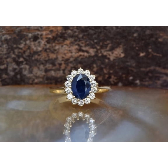 Dazzlingdaimonds Jewels 2.00 Ct Oval Cut Sapphire & Diamond Women's Wedding Engagment Ring 14K Yellow Gold Plated 925 Sterling Silver -6