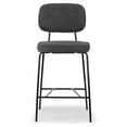 thumbnail image 4 of Bechor Beige and Gray Woven Fabric Counter Stool with Natural Wood Legs, 4 of 7