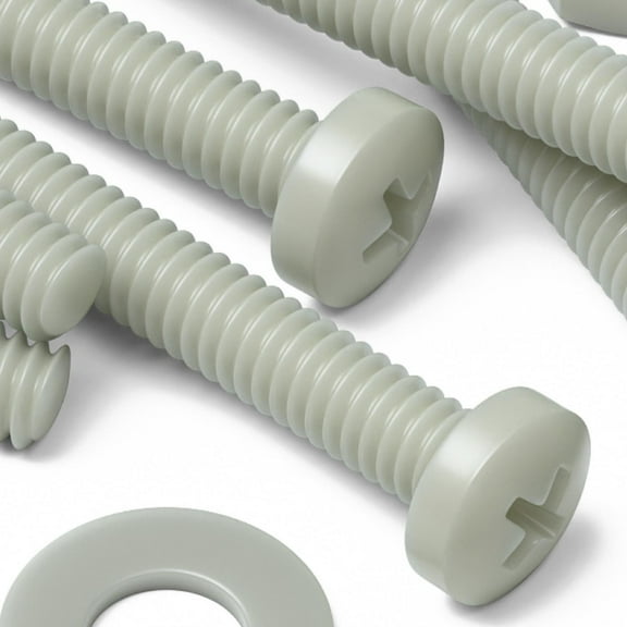 50 x Glass Filled Reinforced Super Nylon Pan Head, Crosshead Machine Screws, M2 x 16mm, Plastic Nuts and Bolts, Washers, (5/64 x 5/8 in)