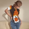 thumbnail image 3 of KLL Women 's Crew Neck Bodysuit Jumpsuits Fall Gnomes Print Short onesies Stretch T Shirts, 3 of 5
