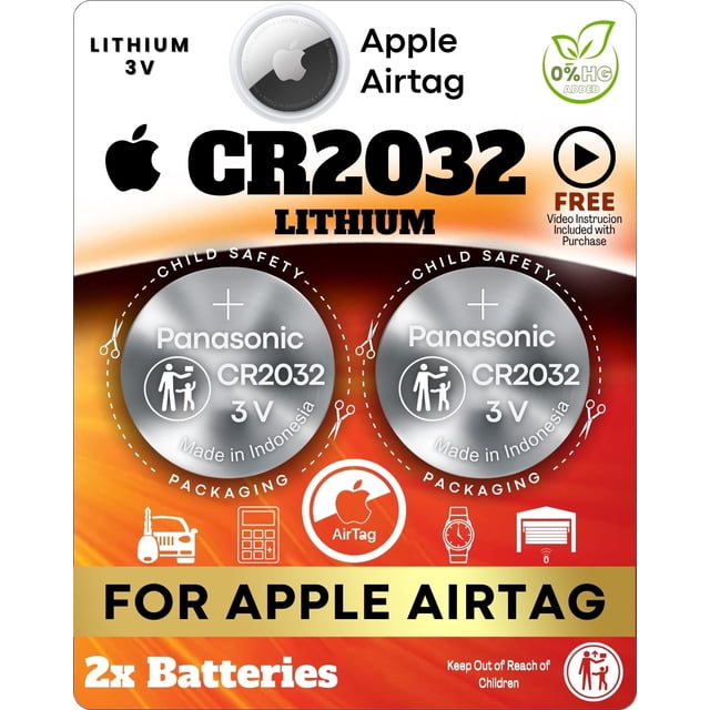 Pilas de litio CR2032 de 3 V para AirTag, paquete de 2