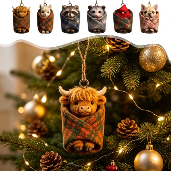 AOMXGD Plaid Blanket Themed Acrylic Christmas Hanging Ornament, Festive Tree & Wall Pendant For Seasonal Display & Gifting