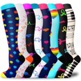 thumbnail image 1 of Chaussettes de Compression pour Femmes et Hommes Chaussettes de Compression Circulation 20-30 mmhg-Meilleur pour la Course, Médical, Infirmière, Voyage, Cyclisme 02 Bleu/blanc/gris/noir, 1 of 6