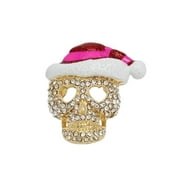 Christmas Santa Skull Crystal Ring 6, Gold Finish