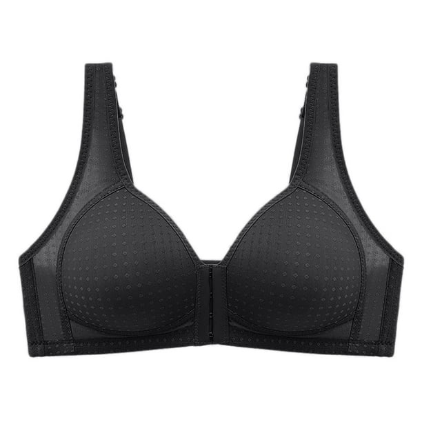nsendm Female Underwear Adult Bandeau Sports Bras for Women Front Buckle  Type Droop Gathering Retracting Breast Milk Strapless Front Buckle  Lift(Black, L) 