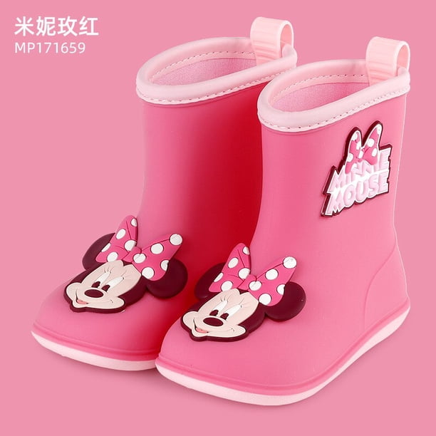Botas de lluvia para niños de Disney para niños y niñas más botas de lluvia de terciopelo para niños Mickey para bebés antideslizantes ligeras para agua caliente shoes180-Insole 17.5cm Gao Jinjia LED