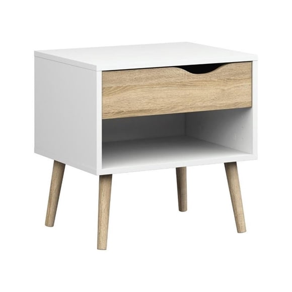 Tvilum Diana Table de Nuit en Blanc et Chêne