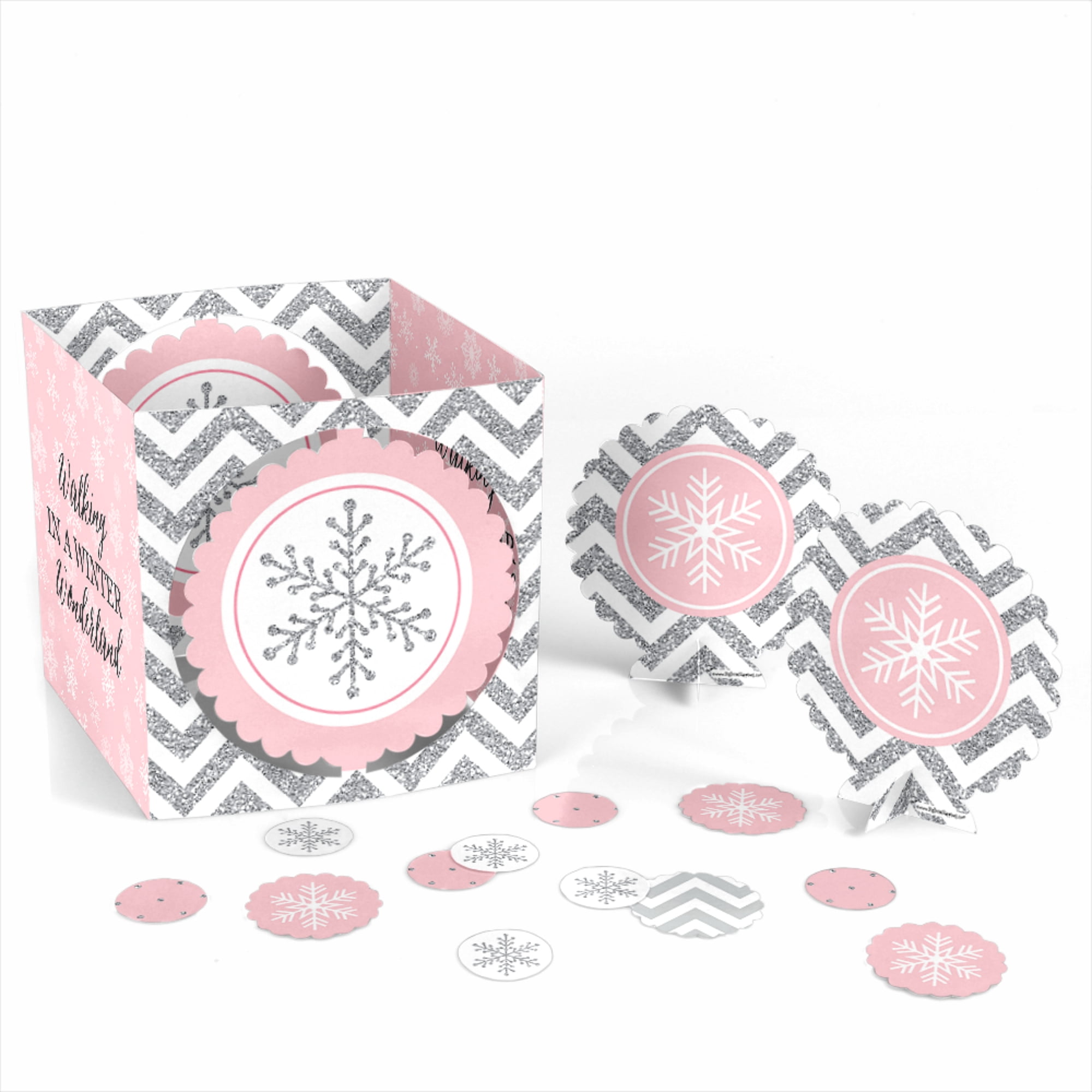 Snowflake Party Favor Box Printable, Pink & Silver - Press Print Party!
