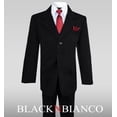 thumbnail image 2 of Boys Pinstripe Suit in Black with Matching Dark Red Burgundy Tie, 2 of 4
