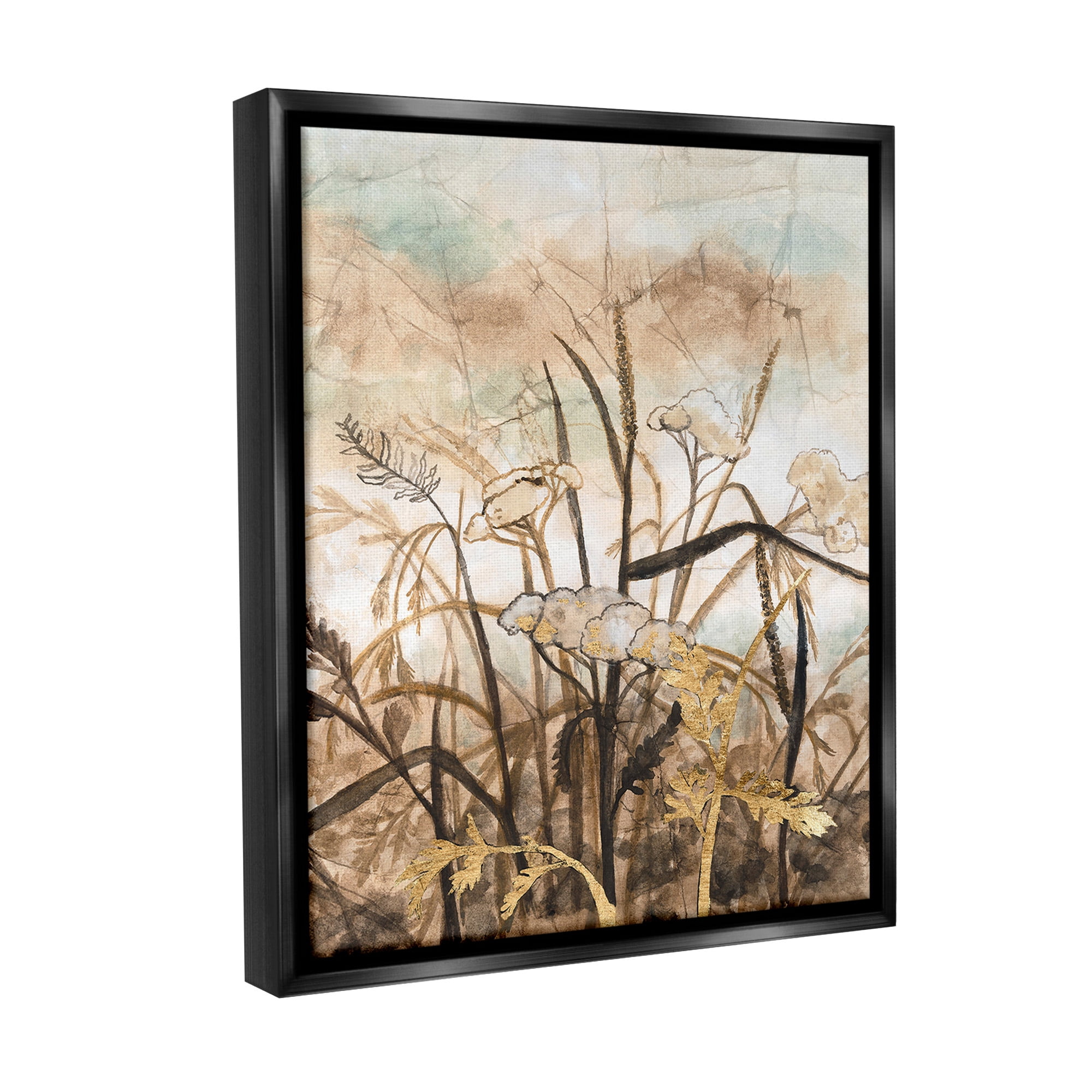 Stupell Industries Abstract Neutral Landscape Landscape Painting Black Floater Framed Canvas Art Print Wall Art, 25 x 31