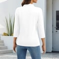 thumbnail image 4 of Qwertyu Polo Shirts for Women 3/4 Sleeve Tops Golf Tees Button Collared Cotton Shirt Business Casual White XL, 4 of 5