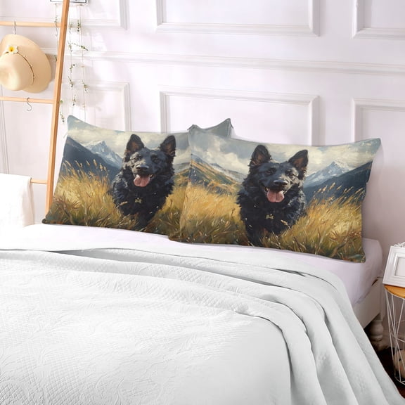 Pillow Case Plush Pillow Black Dog Is Running Case standard size/King size/Queen size Bed Pillow Pillowcases