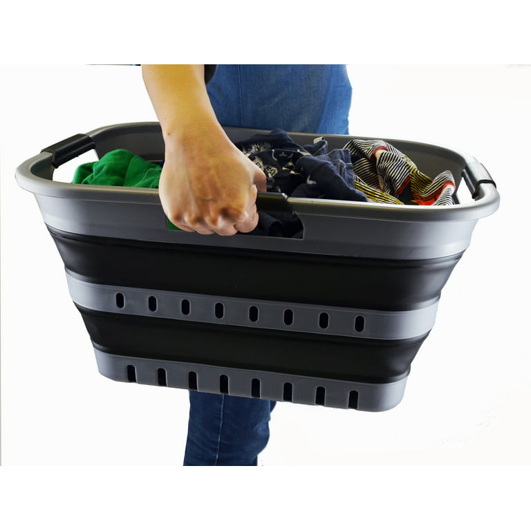 30L Plastic Laundry Bucket Hamper Bin Storage Clothes Washing