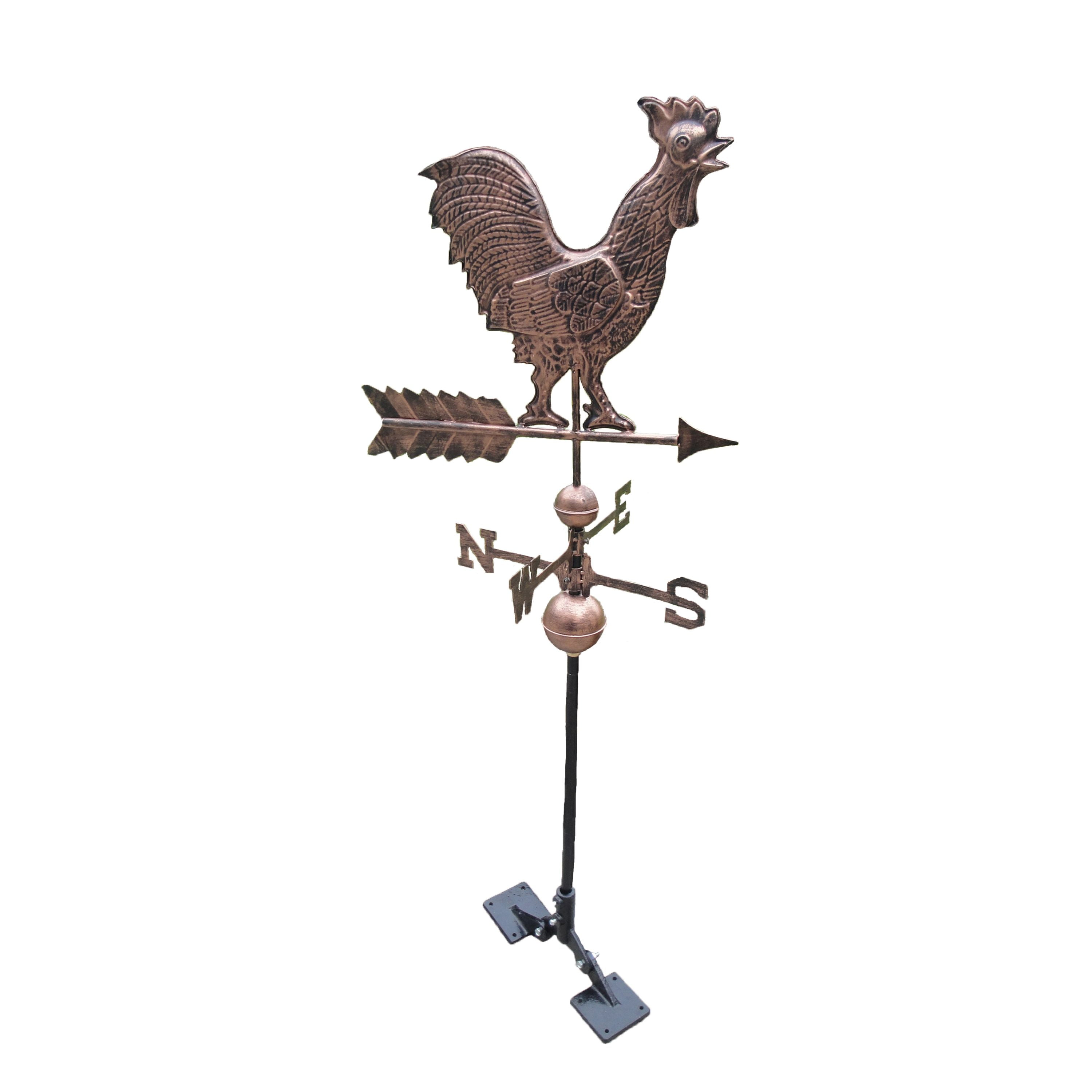 48 Inch Metal Copper Colored Rooster Weathervane Antique Rare Copper