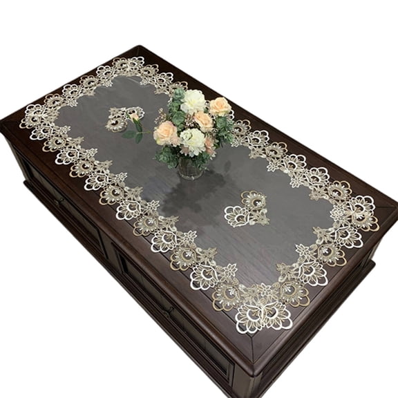 AUQ 2026 New Lace Tablecloth Dust Cover White Tablecloth Lace Decoration Dining Table Cover Style 6