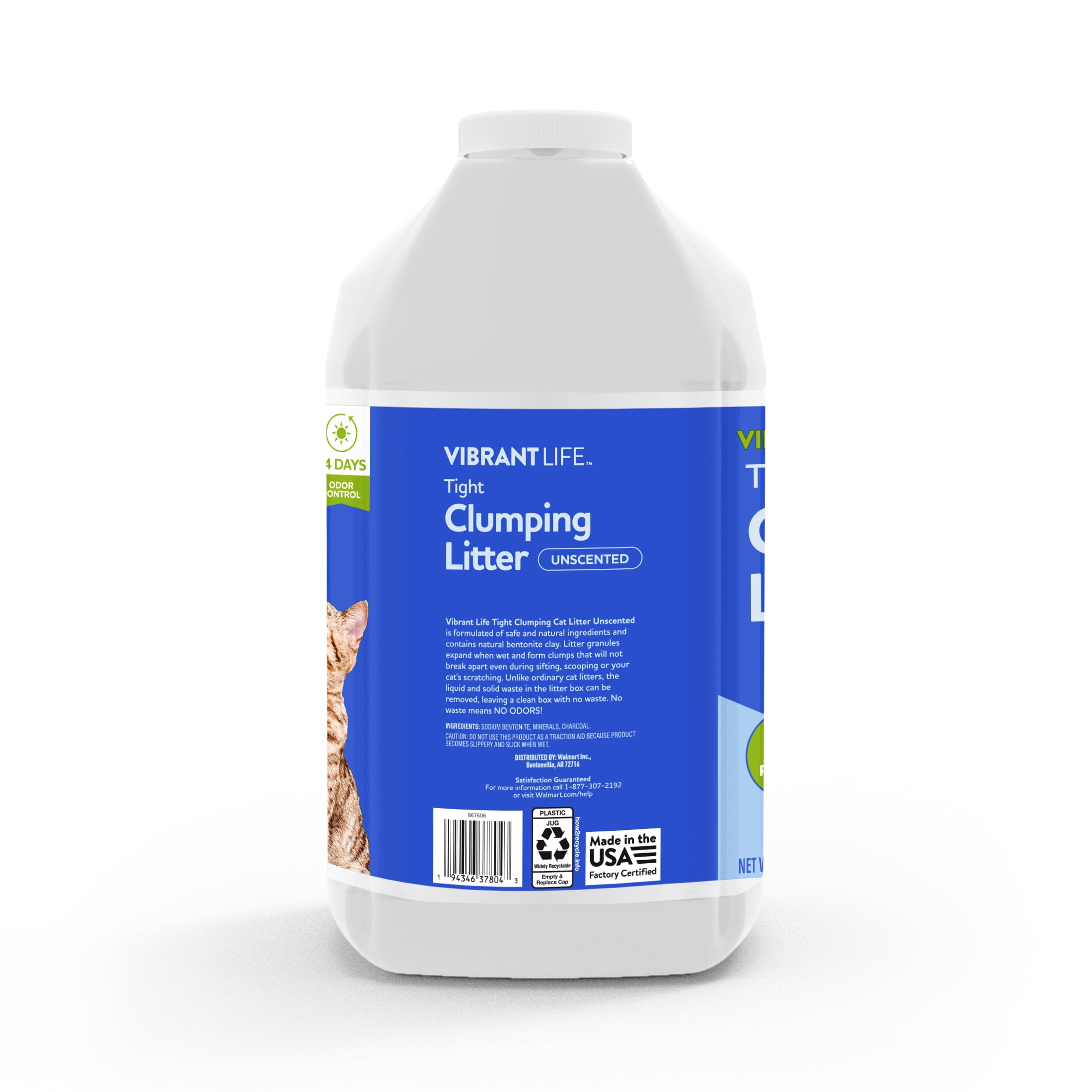 Vibrant Life Tight Clumping Unscented 20lb Cat Litter Jug with Activated Carbon