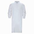 thumbnail image 2 of CONZONE Mens Muslim Kaftan Abaya Long Sleeve Robe For Men Trendy Solid Color Lapel Arab Thobe, 2 of 7