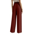 thumbnail image 6 of Pull On Dress Pants for Women Tummy Control Business Casual Pants Elegant Formal Office Oversized Wide-Leg Trousers Wine L, 6 of 6