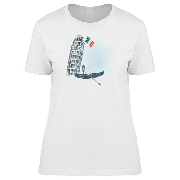 Tower Of Pisa With Italy Flag Tee Women's -Image by Shutterstock