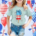 thumbnail image 2 of Big Kid Girls Casual Tops Short Sleeve Tee With Independence Day Print Comfortable Round Neck Blouse For Everyday Wear And Party Outfits Crazy8 Girls Long Sleeve Toddler Shirt 10-11 Years Green, 2 of 4