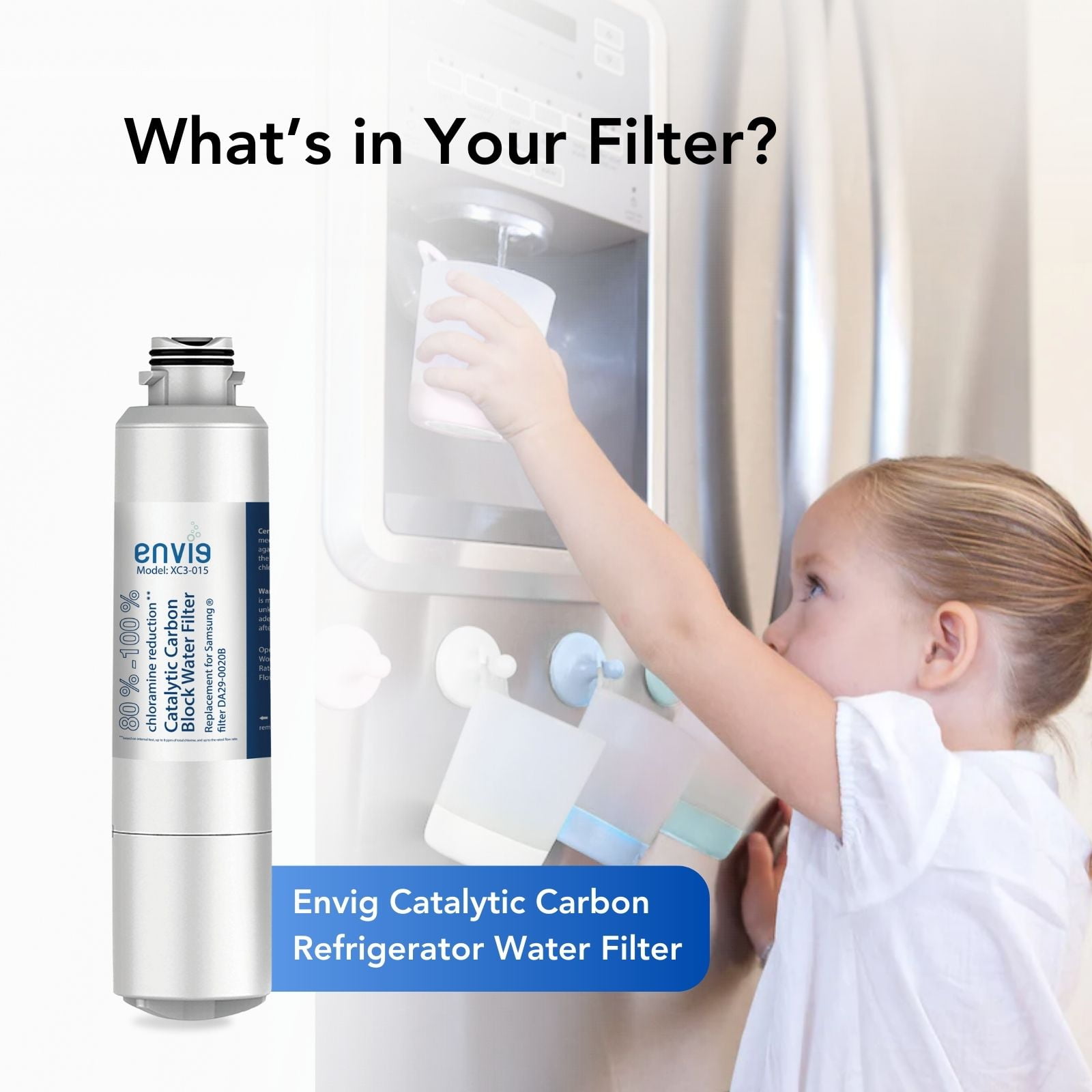 Envig Catalytic Carbon Refrigerator Filter (3 Pack), Chloramine Fridge Water Filter DA29-00020B, Replacement Samsung DA29-00020A/B, DA29-00020B-1, HAF-CIN/EXP, RF4267HARS, RF25HMEDBSR, RF28HMEDBSR