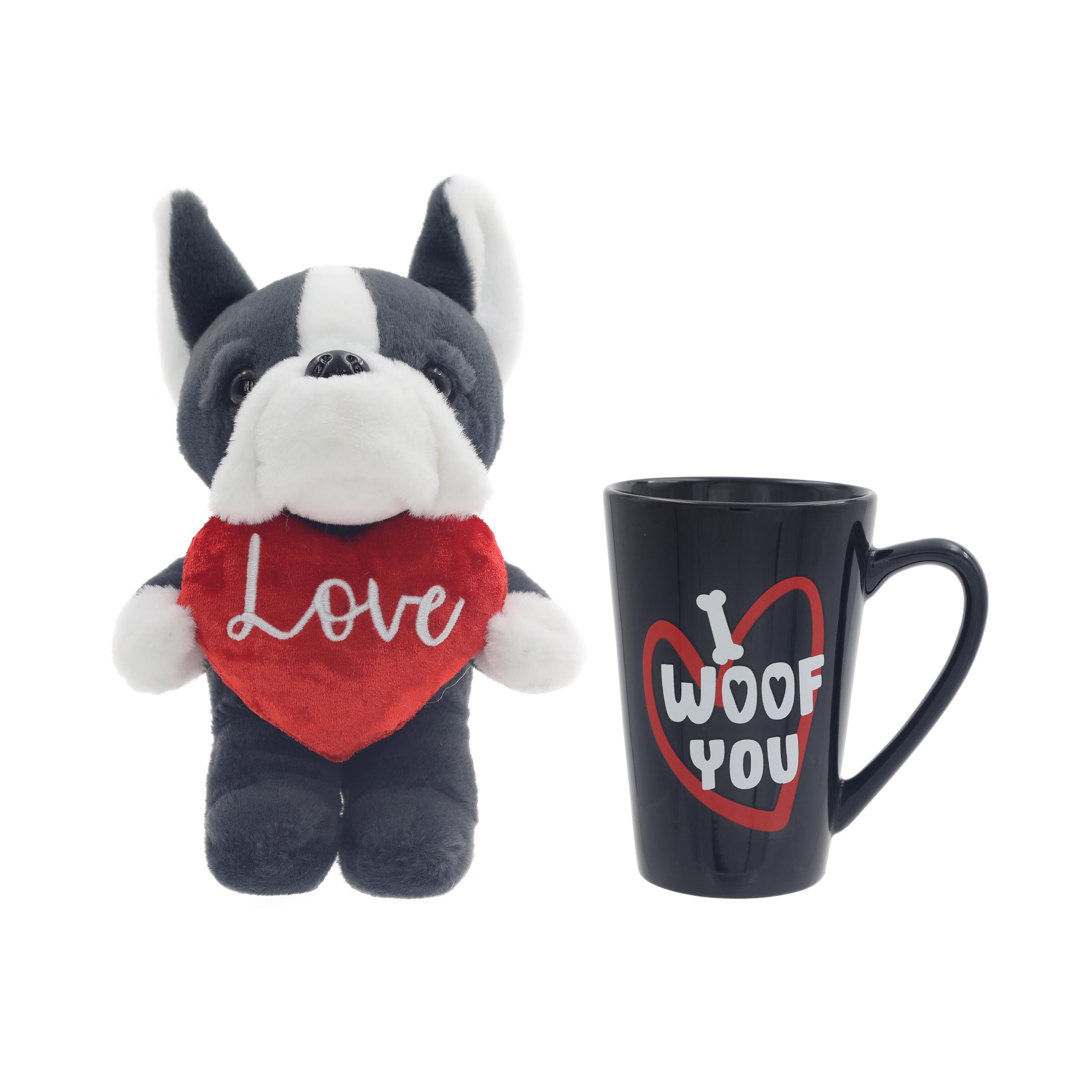 Ensemble deux pièces : peluche bouledogue et tasse de Saint-Valentin, une façon de célébrer
