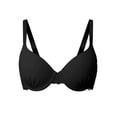 thumbnail image 2 of VISALY Plus Size Full Coverage Padded Underwire Lace Bra Seamless Adjustable Thin Straps Push Up Convertible Bra Lace Trim Bust Lifting Support T-Shirt Bralettes Comfy Soft Shaping Bra Black 80D, 2 of 4