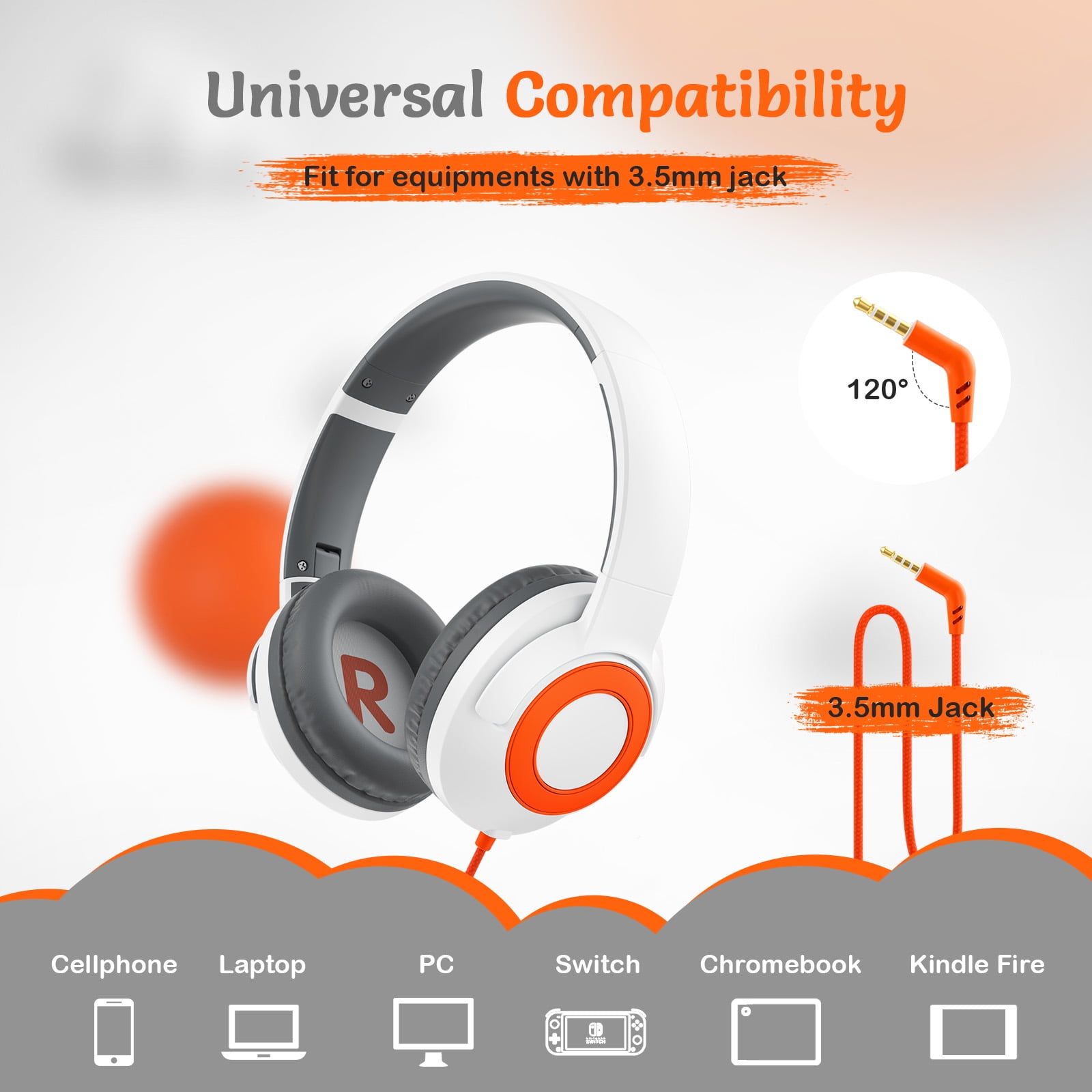 Tonoshark Kids Wired Headphones with Microphone, Volume Limited to 85/94dB Pink Earphone for Girls, Foldable 3.5mm Jack Headset for School & Travel, Includes Portable Case