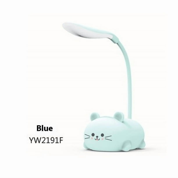 College Student Gifts - LED Desk Lamp for Kids, Cute Cat Lamp USB Rechargeable Reading Light, Flexible Gooseneck Eye-Care Cartoons Small Desk Lamp Girls Gifts(blue)