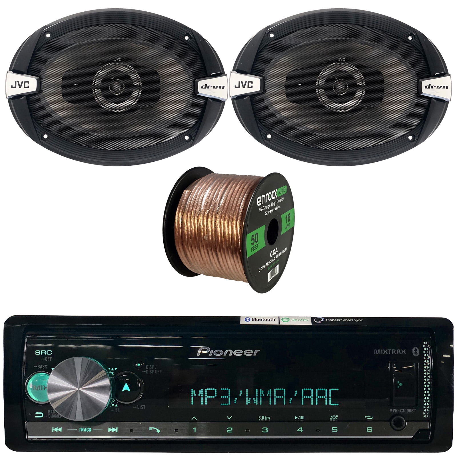 Pioneer MVHX300BT Single DIN Digital Bluetooth USB AUX Radio Car