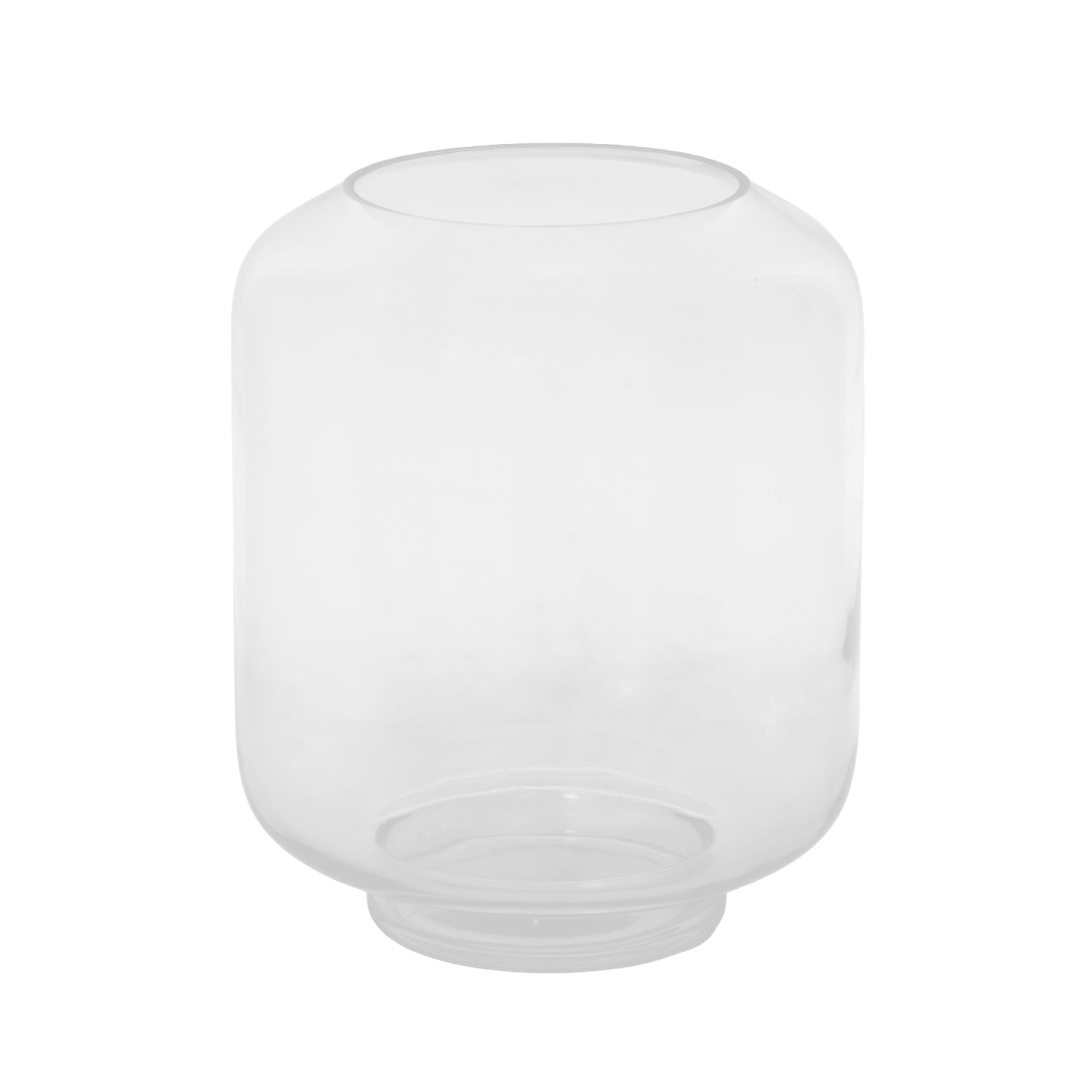 DecMode Glass Wide Hurricane Lamp with Elevated Base
