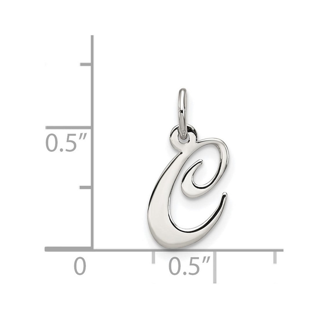 925 Sterling Silver Solid Polished Small Fancy Script Letter Name Personalized Monogram Initial C Charm 16x10mm Wide Pen