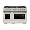 thumbnail image 2 of ZLINE Autograph Edition 48 in. 6.7 cu. ft. Paramount Double Oven Dual Fuel Range with 8 Burner Gas Cooktop in DuraSnow Stainless Steel and Champagne Bronze Accents (SDRSZ-48-CB), 2 of 2