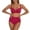Red-2, variant on Women High Waisted Bikini Sets Athletic Two Piece Solid Color Belly Button Swimsuit Push Up Bathing Suit with Swim Skirts Swimwear