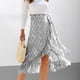 thumbnail image 5 of Faldas Midi De Verano Faldas midi divididas irregulares para mujer Falda bohemia con estampado floral de gasa (Blanco XL) Cgtredaw para Mujer Blanco T XL, 5 of 5