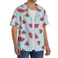 thumbnail image 2 of Goofa Watermelon Printed Men's Casual Short-sleeved Shirt,Lightweight Breathable Button-down,Summer Casual men's top,Versatile Fashion shirt-Large, 2 of 7