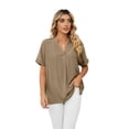 thumbnail image 5 of Thin V-neck Leisure Pullover Solid Color Loose Shirt Women's Blouse, 5 of 9