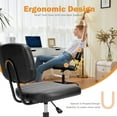 thumbnail image 2 of Atilioo Office Desk Chair, Armless Computer Chair with Wheels, PU Leather, Lumbar Support, 360° Rolling Swivel Task Chair for Home Office, Black, 2 of 7