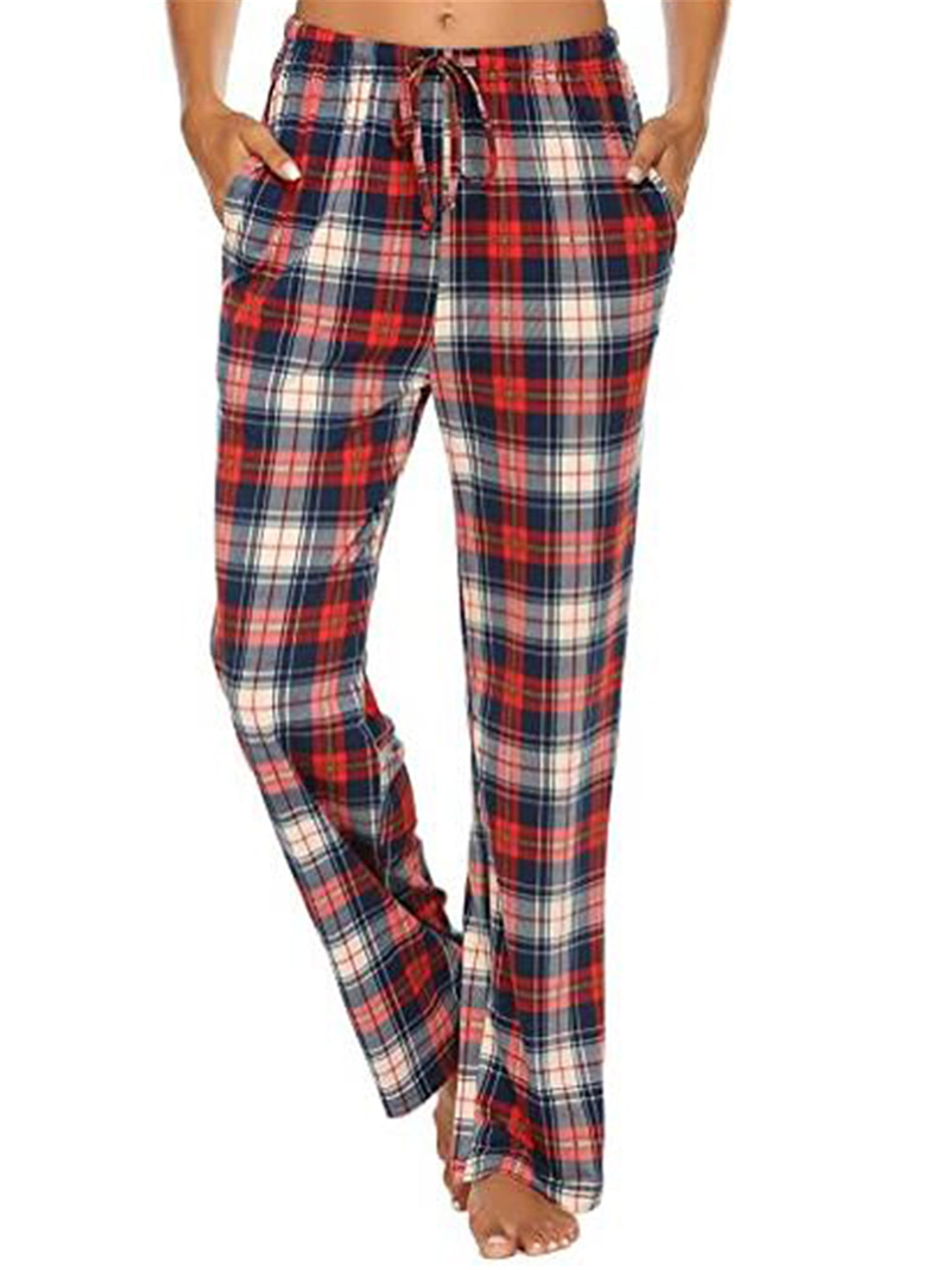 HIMONE Women Flannel Plaid Pajama Lounge Pants Casual Sleep Pjs Bottoms ...