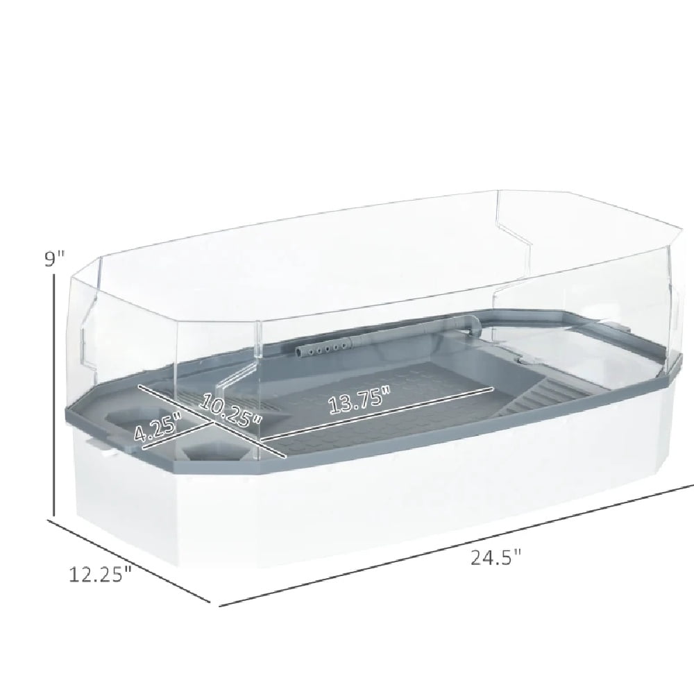Turtle Tank Reptile Habitat Aquarium Indoor Terrarium 24.5In 3-Layer Filtration System Water Pump Circulation Basking Climbing Diving Areas Drainage Holes White Polypropylene PC Assembly