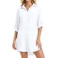 thumbnail image 6 of liyiyiyia Swimsuit Coverup for Womens Shirt Dress Button Down Bathing Suit Bikini Cover Ups Beach Vacation Outfits White, 6 of 8