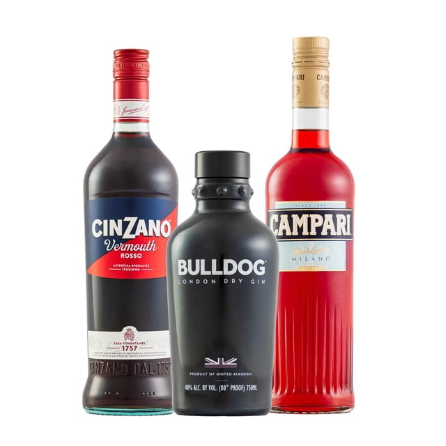 Combo Negroni Cinzano, Bulldog, Campari Negroni Licores
