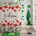 thumbnail image 5 of Shower Curtain, Vintage Red Flower Leaves Bees Waterproof Shower Curtain Set with Hooks for Bathroom Showers,Stalls and Bathtubs,36x72In Pastoral Floral on Linen, 5 of 9